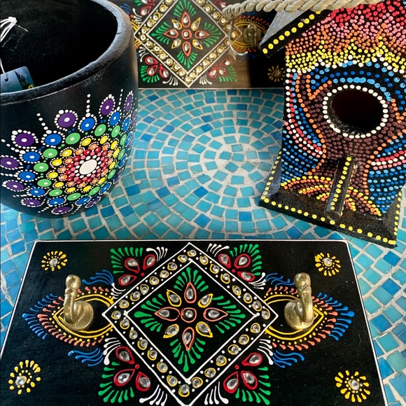 Antique Bronze Hooks Boho Gypsy Wall Plaque Hanger - Picture 5 of 9